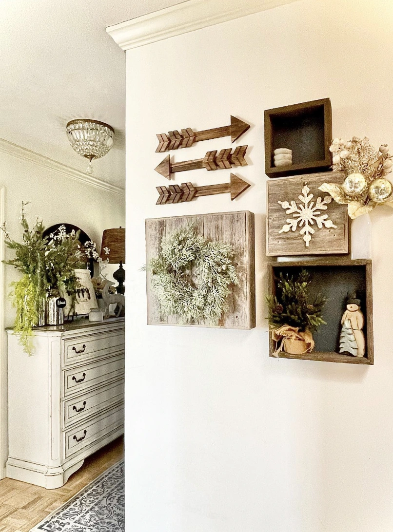 Eclectic Balcony Wall Decor with Floral DIY Painting and Shelved Planters