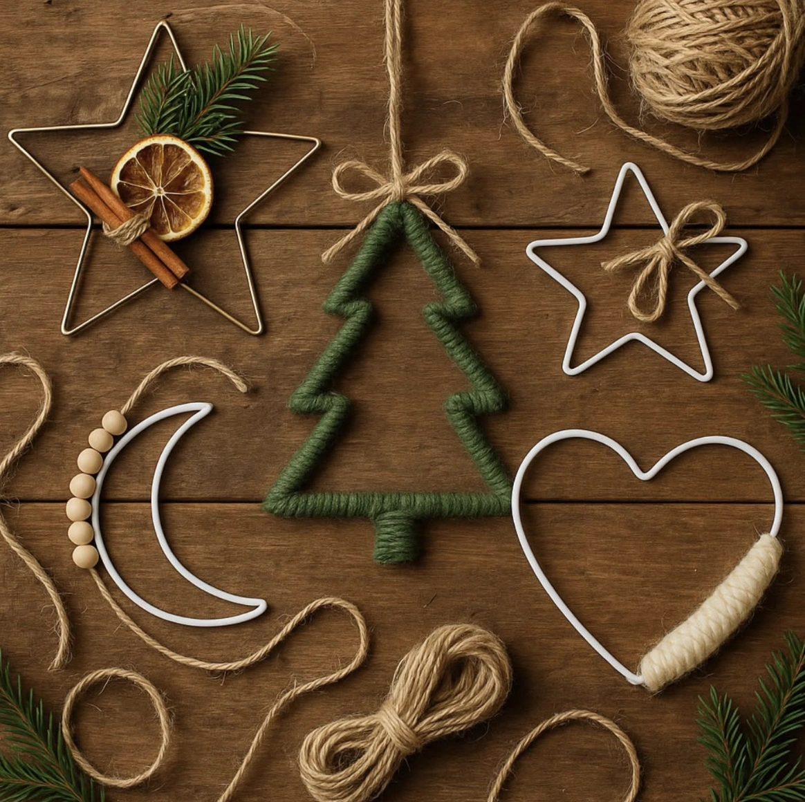 Plaid Christmas Ornaments with Miniature Deer Busts