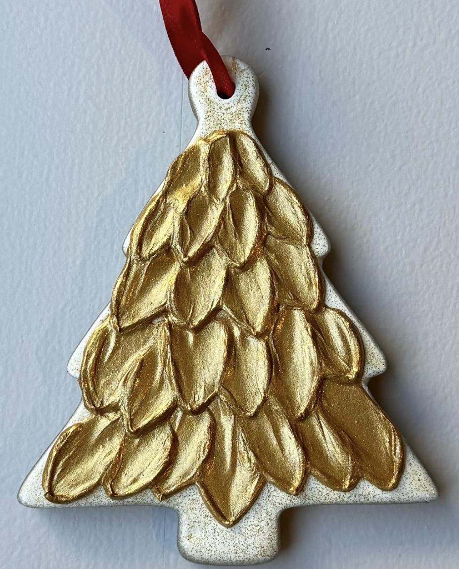 DIY Wooden Christmas Ornaments with Ribbon and Painted Festive Sayings