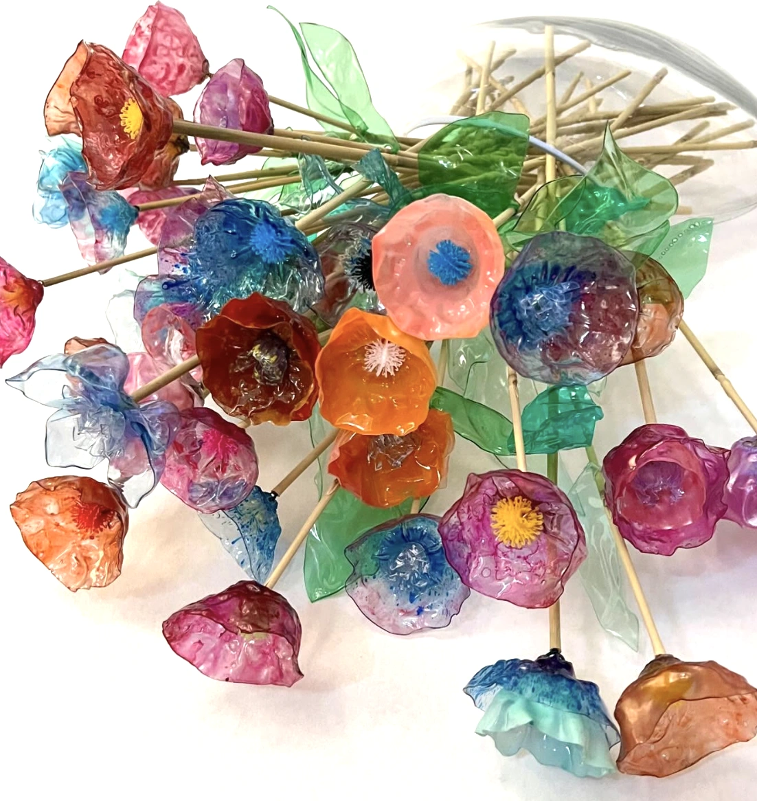 Adorable Easter Bouquet: Recycled Plastic Bottle Flowers & Painted Eggs