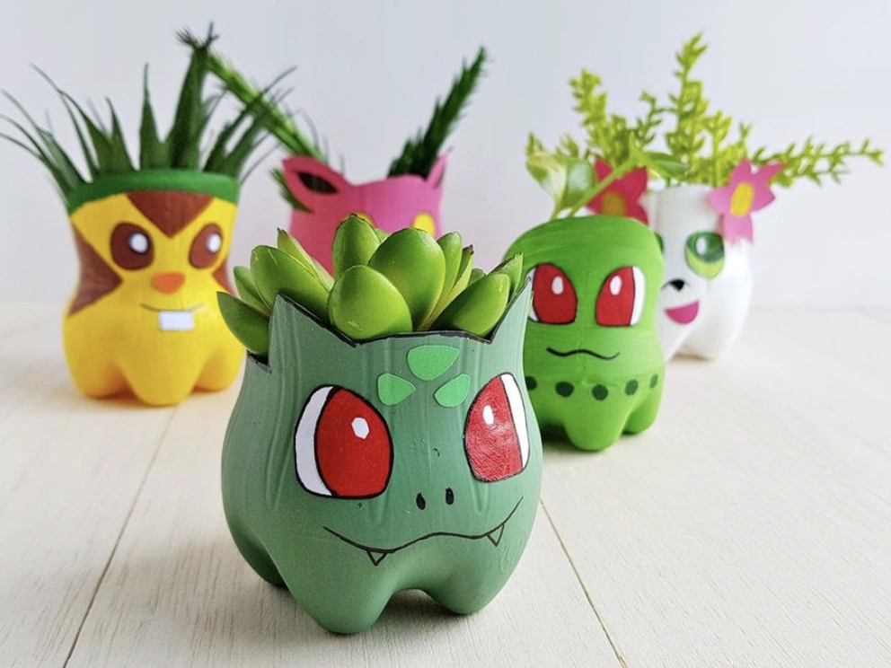 Pokemon Inspired Recycled Plastic Bottle Planters