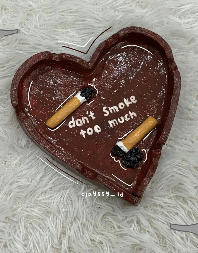 Heart-Shaped Clay Ash Tray with Gentle Reminder