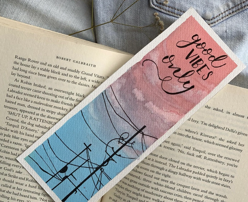 Hand-Painted Sea Creature Book Marks with Red Ribbon