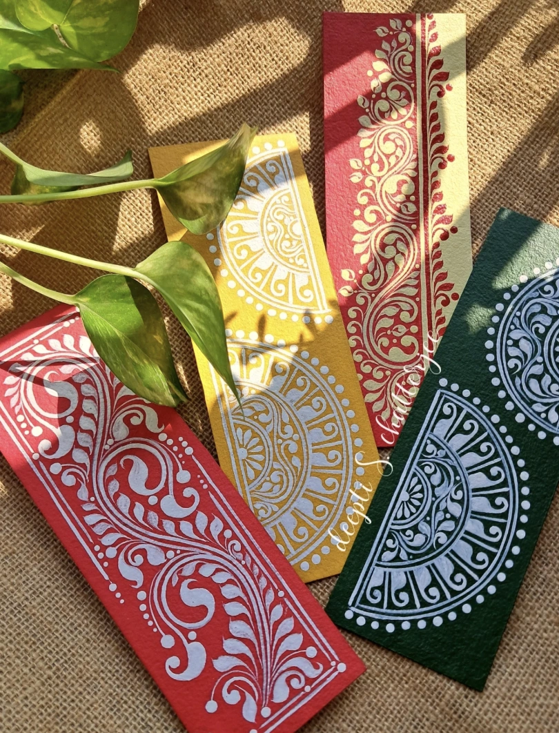 Winter Window and Bookcase Christmas Bookmarks Handmade Aesthetic