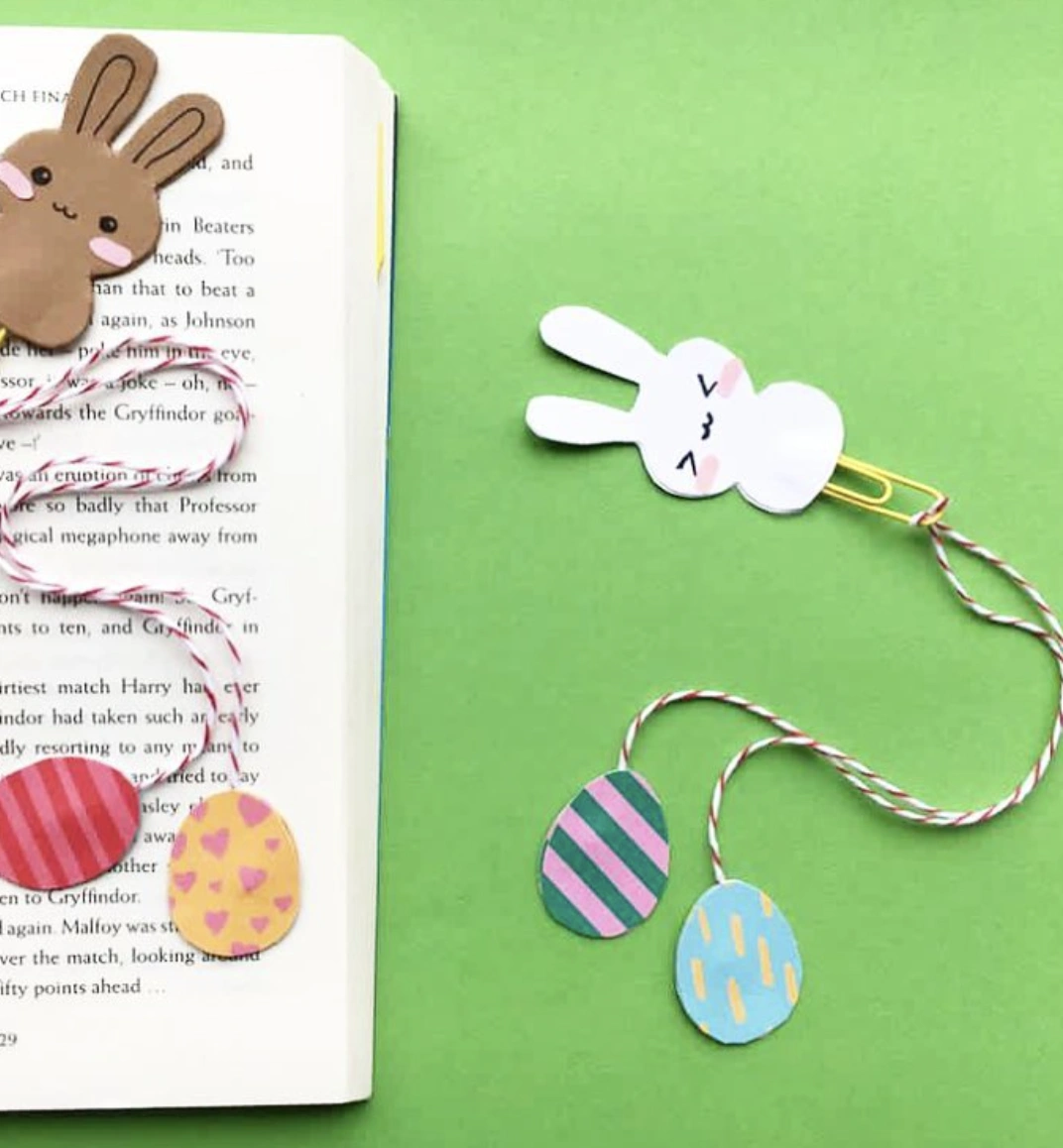 Hand-Drawn Bookmark with Abstract Green Shapes and Vine Detail