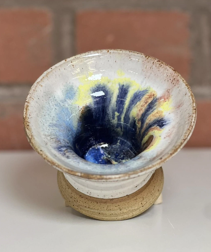 Heart Cutout Ceramic Candle Holder with Drip Glaze