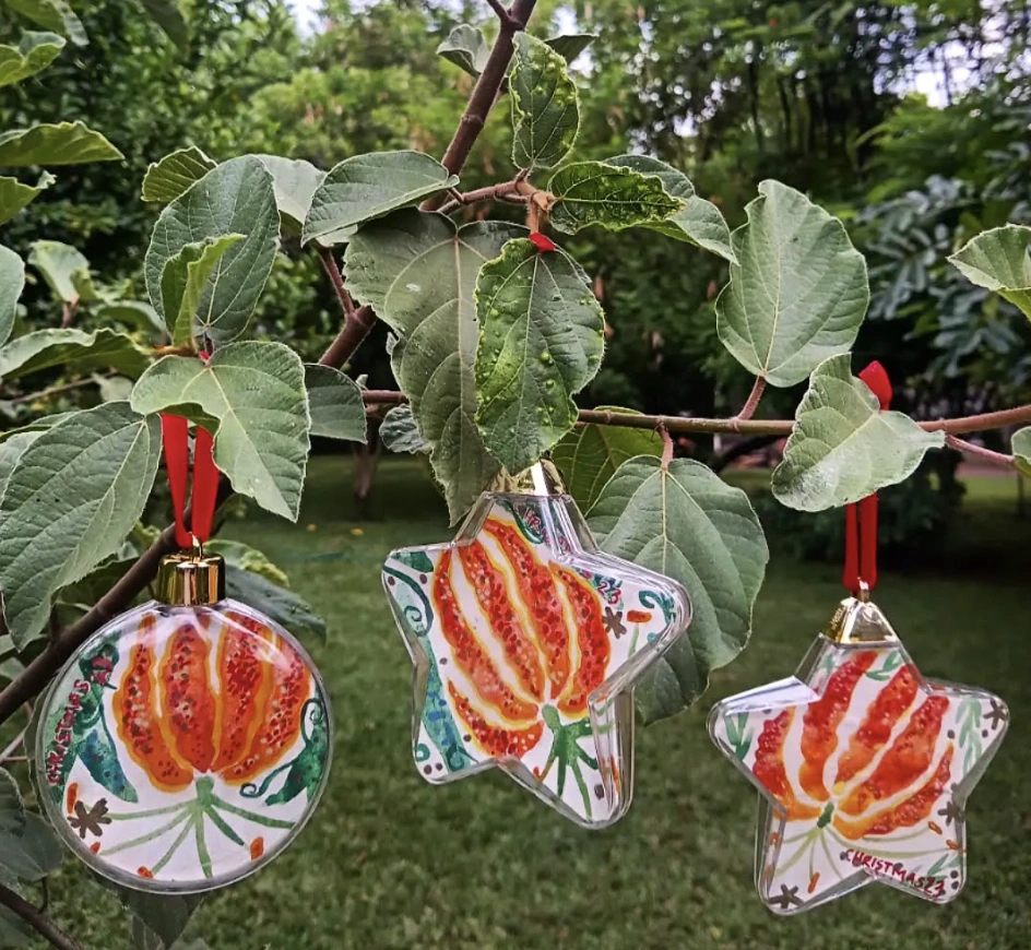 Paper Fan Ornaments with Velvet Ribbons and Wooden Beads