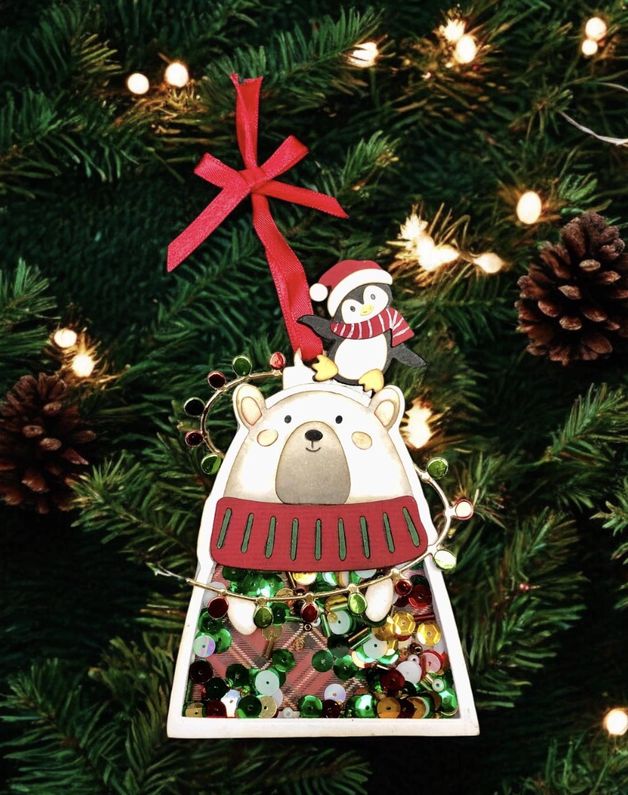 Bear Shaker DIY Christmas Ornament with Penguin Accent