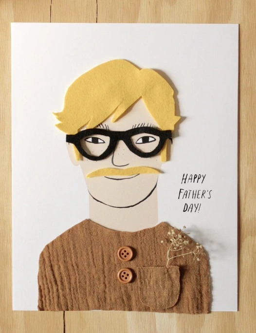 Handmade Father’s Day Card with Paper Flowers and Pom-Poms