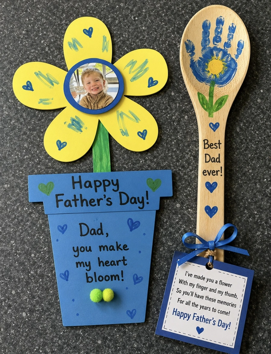 Colorful Handprint Father’s Day Cards with Tie Details