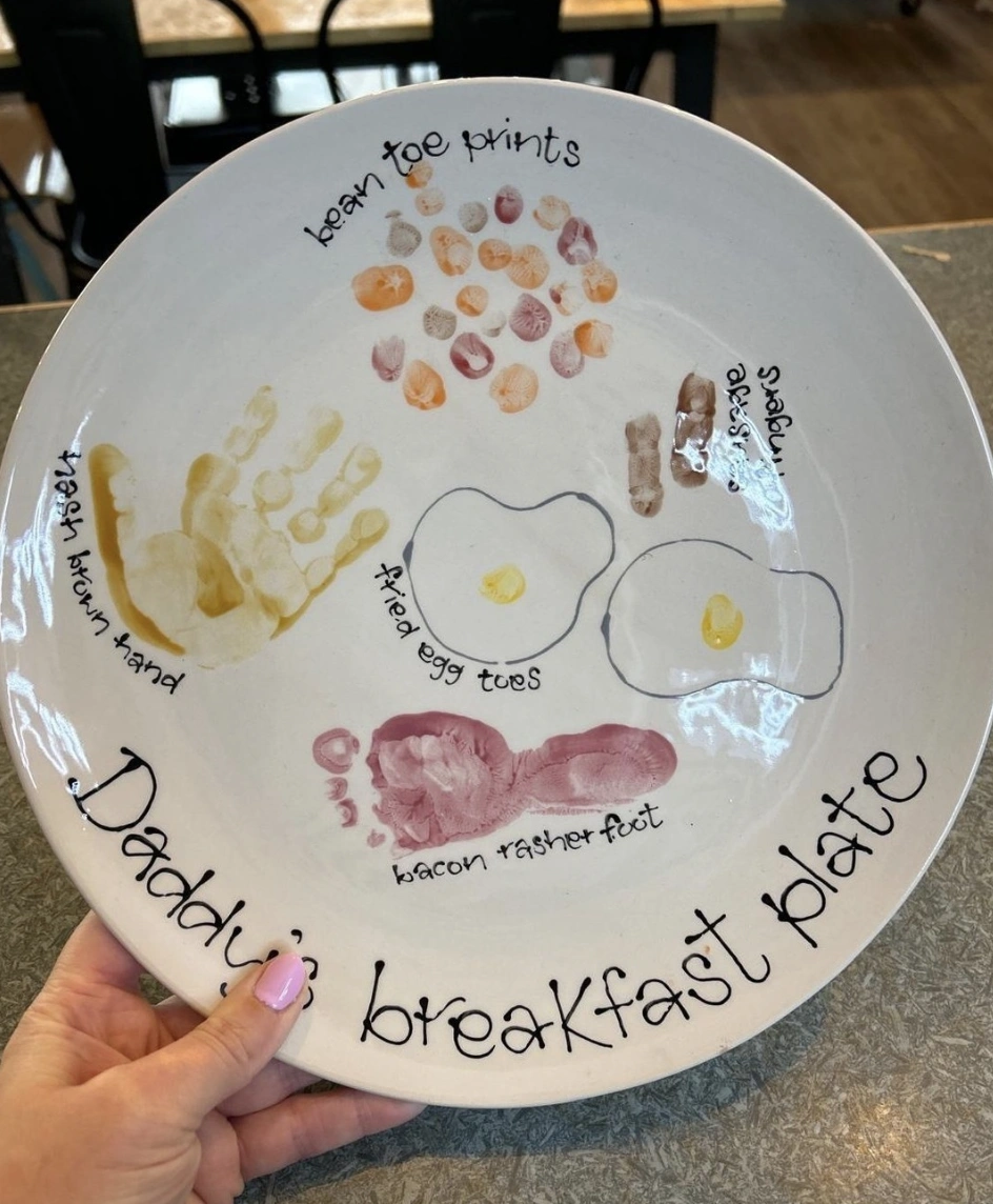 Handprint Papa Art with Paper Mosaic Letters and Heart Tie