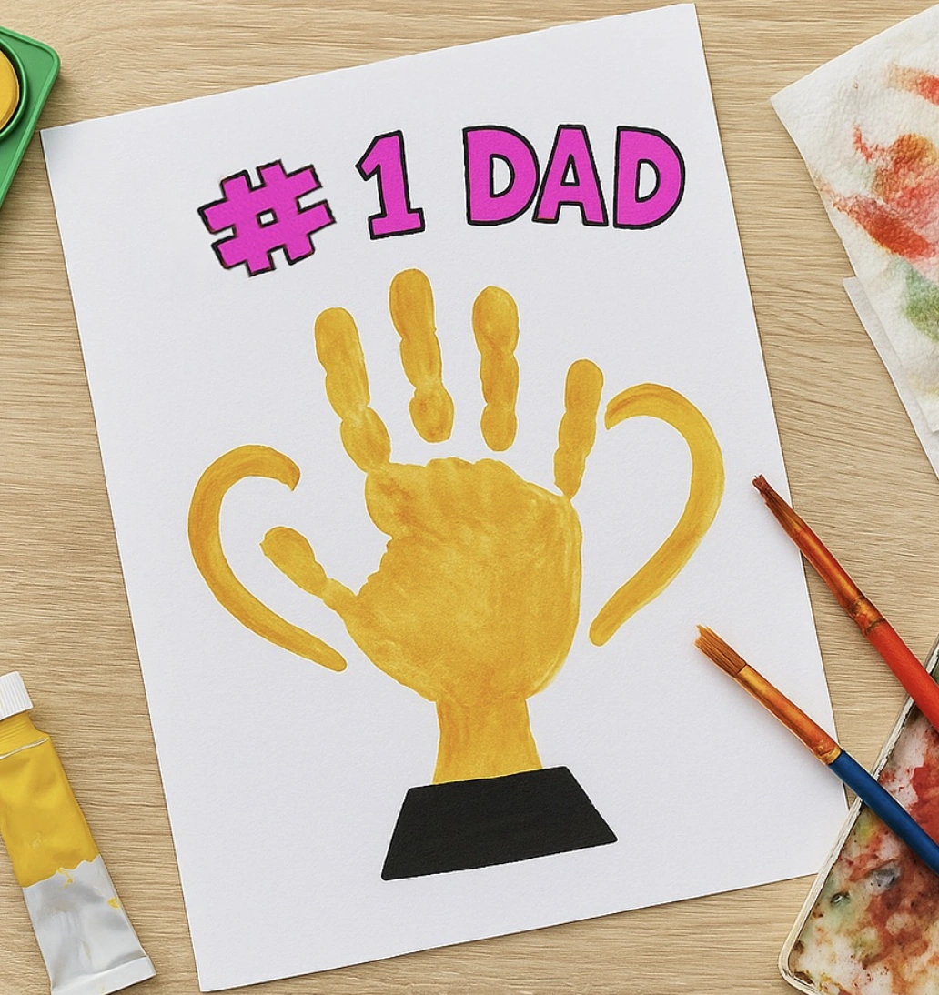 Rocket Fathers Day Card with Footprint Detail