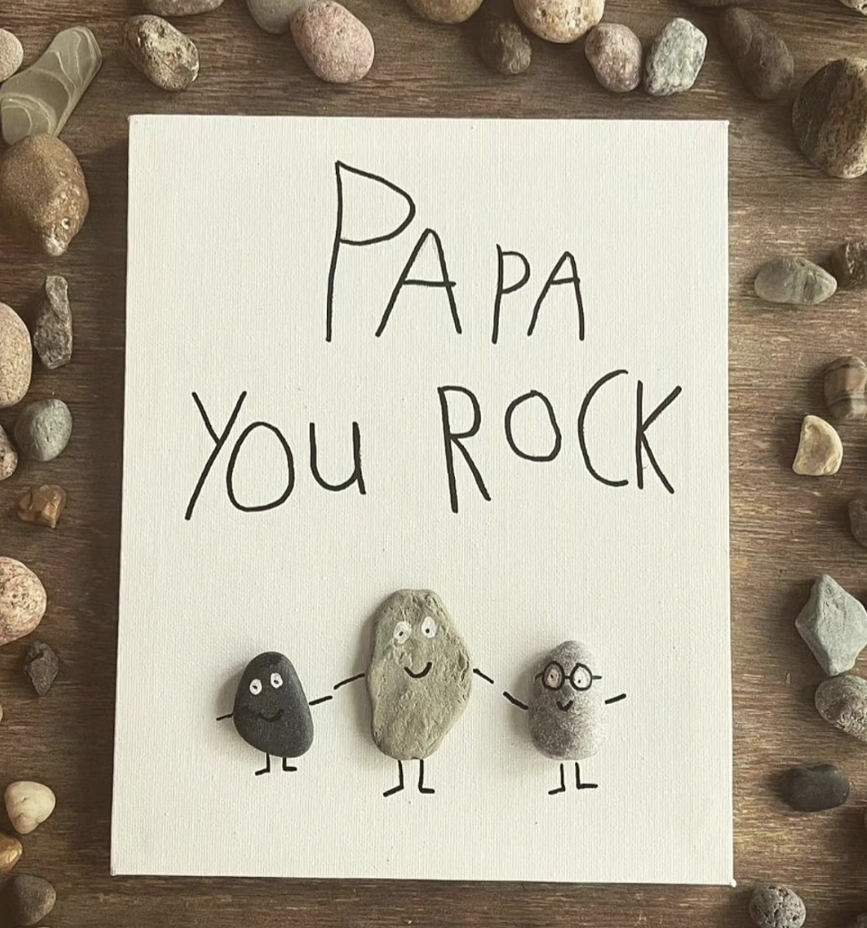 “Papa, You Rock!” Pebble Art Father’s Day Canvas