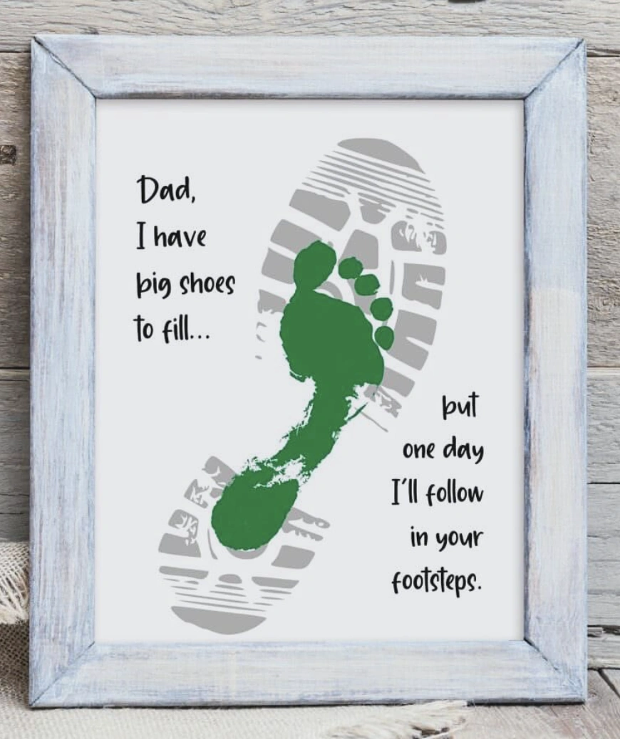 Footprint Art: “Big Shoes to Fill” DIY Frame