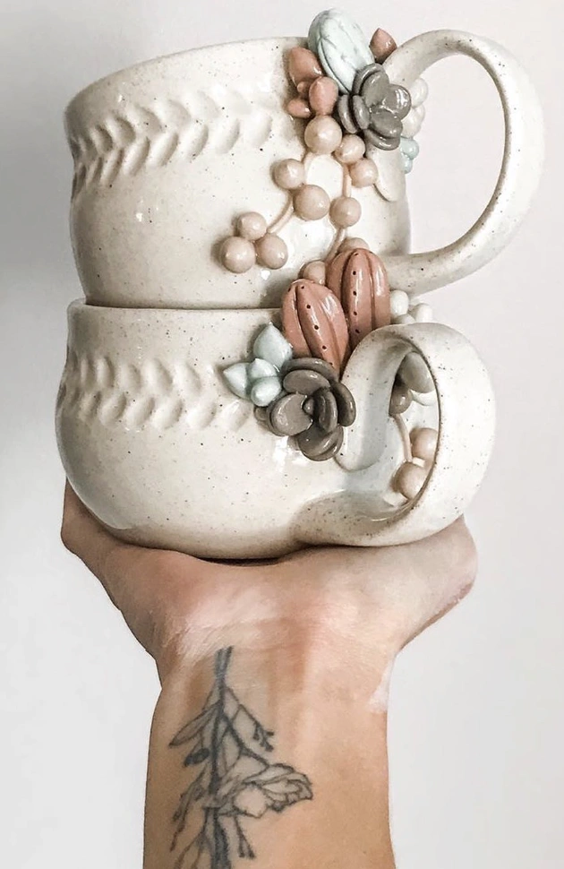 Doughnut Mug with Celestial Art & Gold Detailing