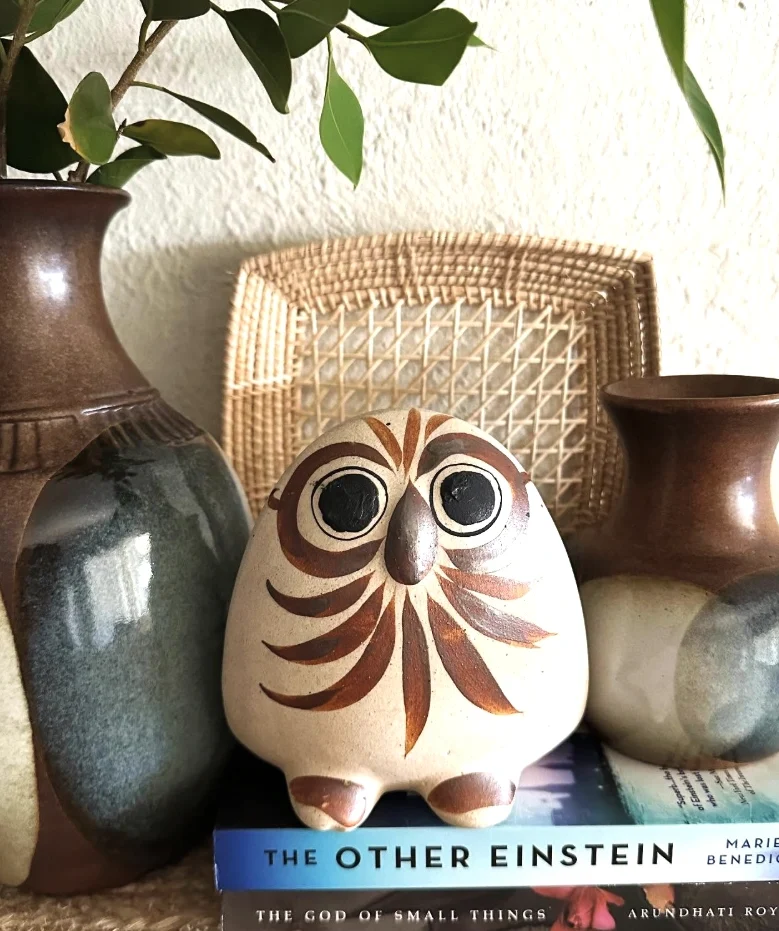 Glazed Ceramic Vase with Pussy Willow Branch
