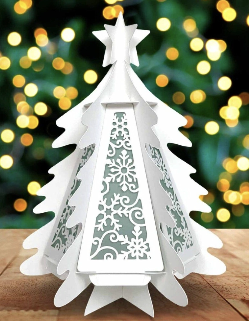 Tiered Advent Calendar with Mini Painted Houses and Snowy Roofs
