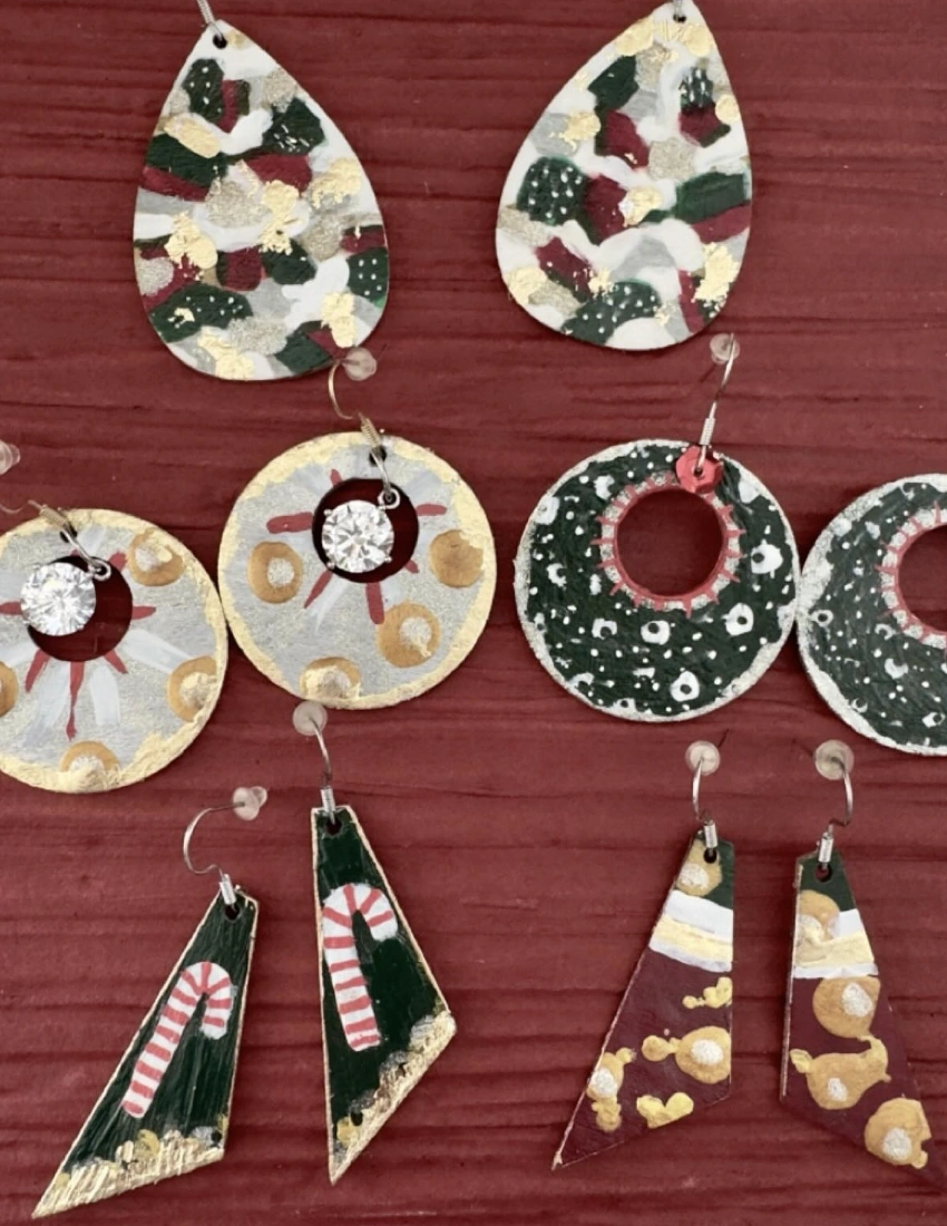 Handmade Clay Christmas Ornaments with Red Detailing