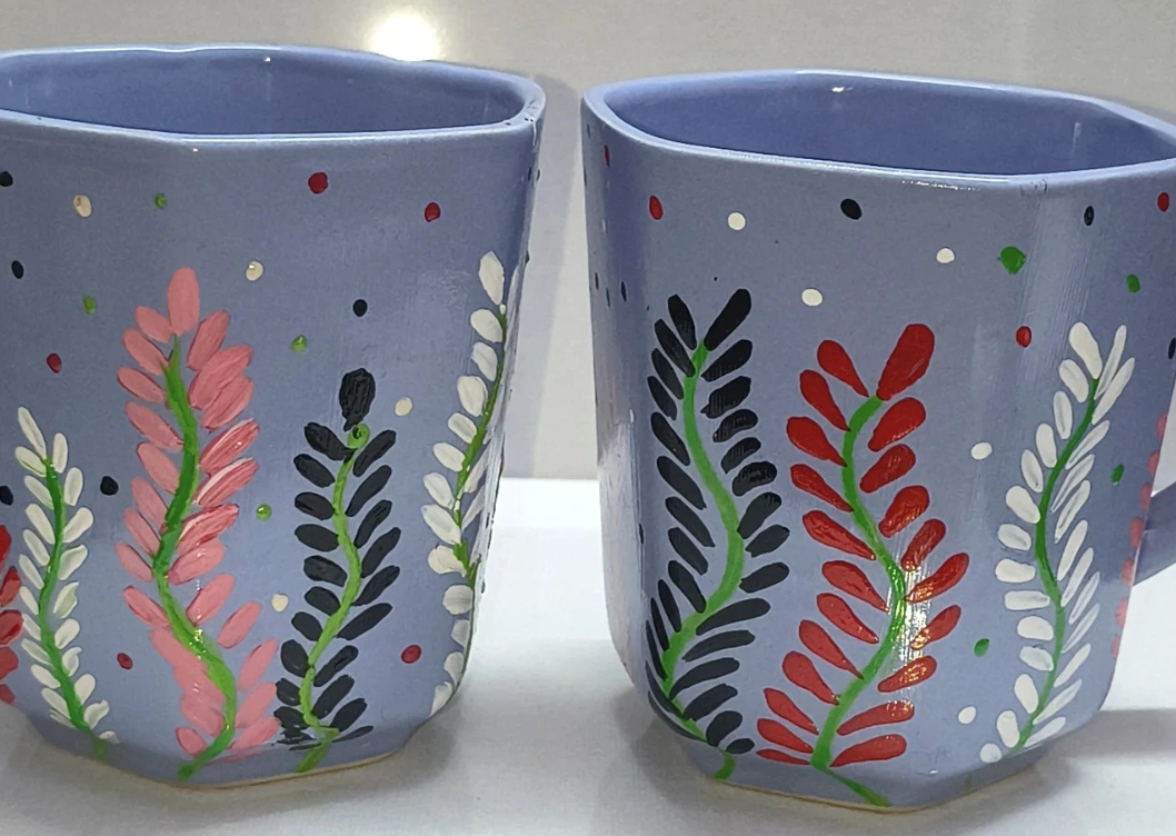 Dotted Mandala: Pink and Gray Mug Painting Ideas