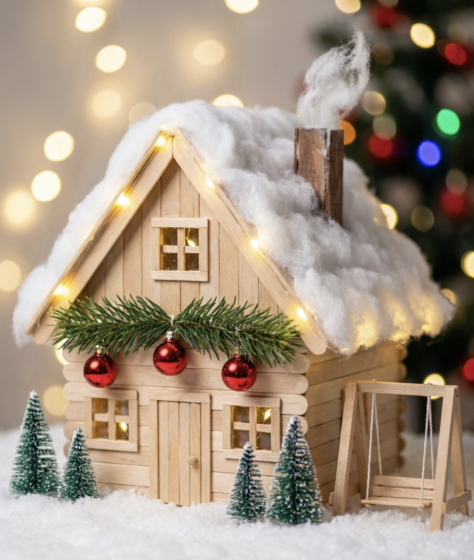 Charming DIY Snowman Ornament Made From Popsicle Sticks