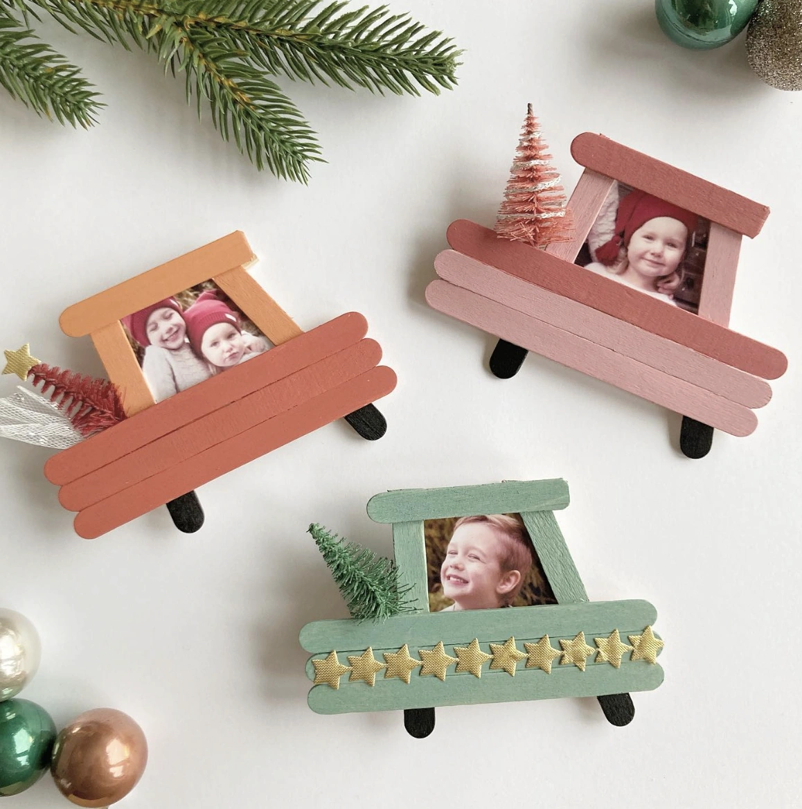 Handmade Pink Popsicle Stick Photo Frame with "I Love You To The Moon and Back" Message