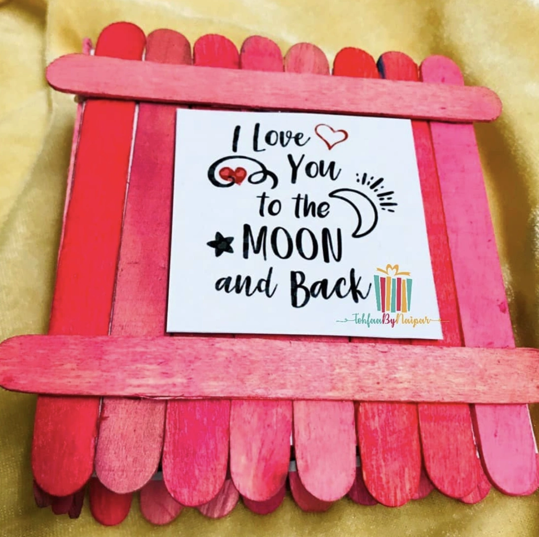 Popsicle Stick House Scene with Stone Couple