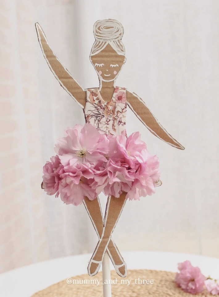 DIY Cardboard Ballerina with Floral Tutu