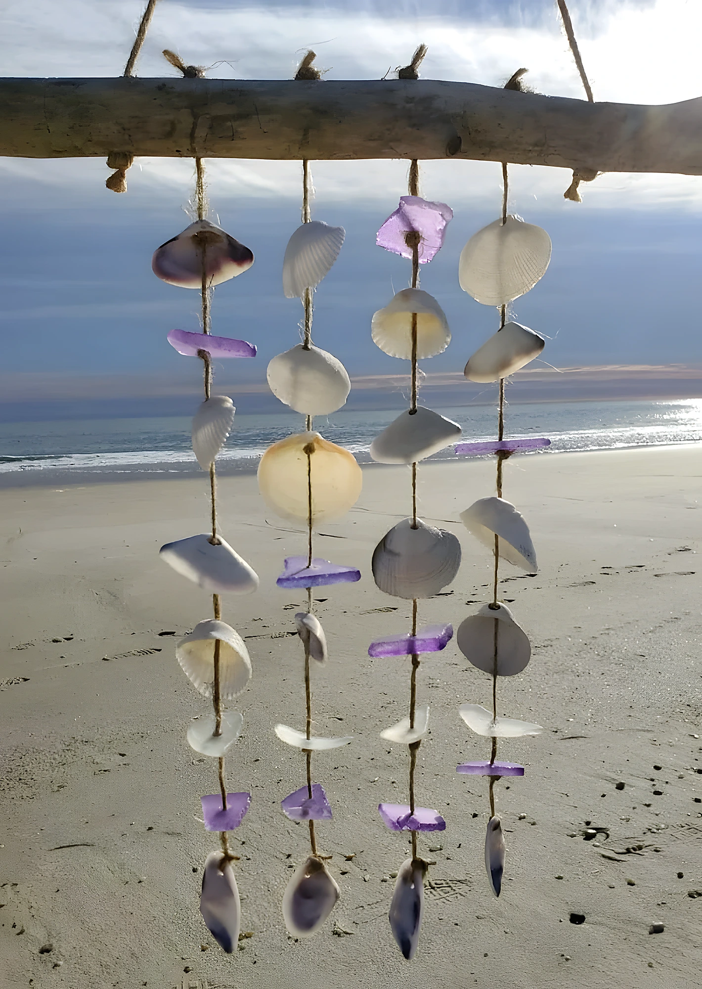 Five Strand Shell and Bead Wind Chime for Porch or Garden