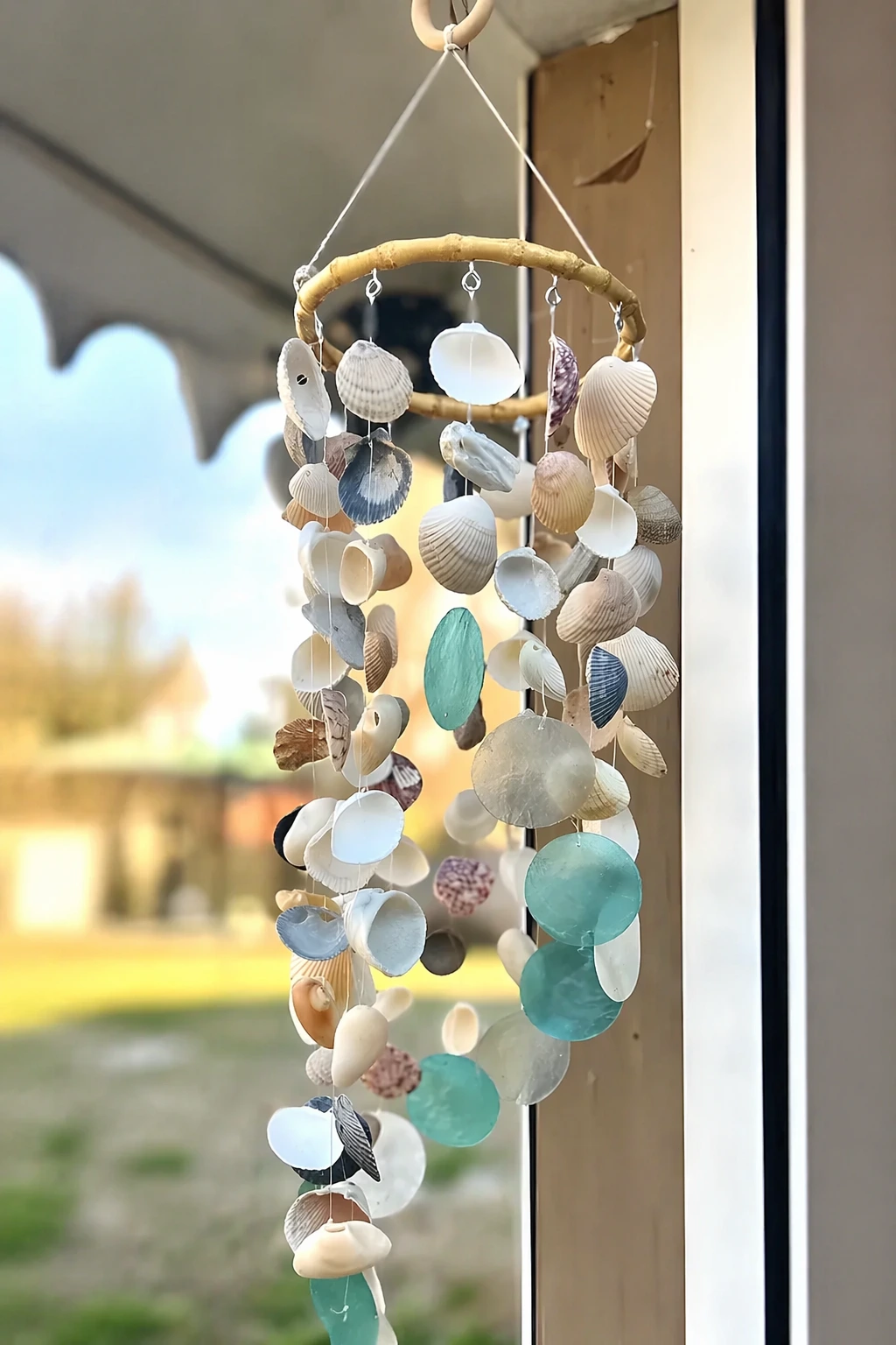 Shell Disc Wind Chime with Soft Sea-Glass Tones