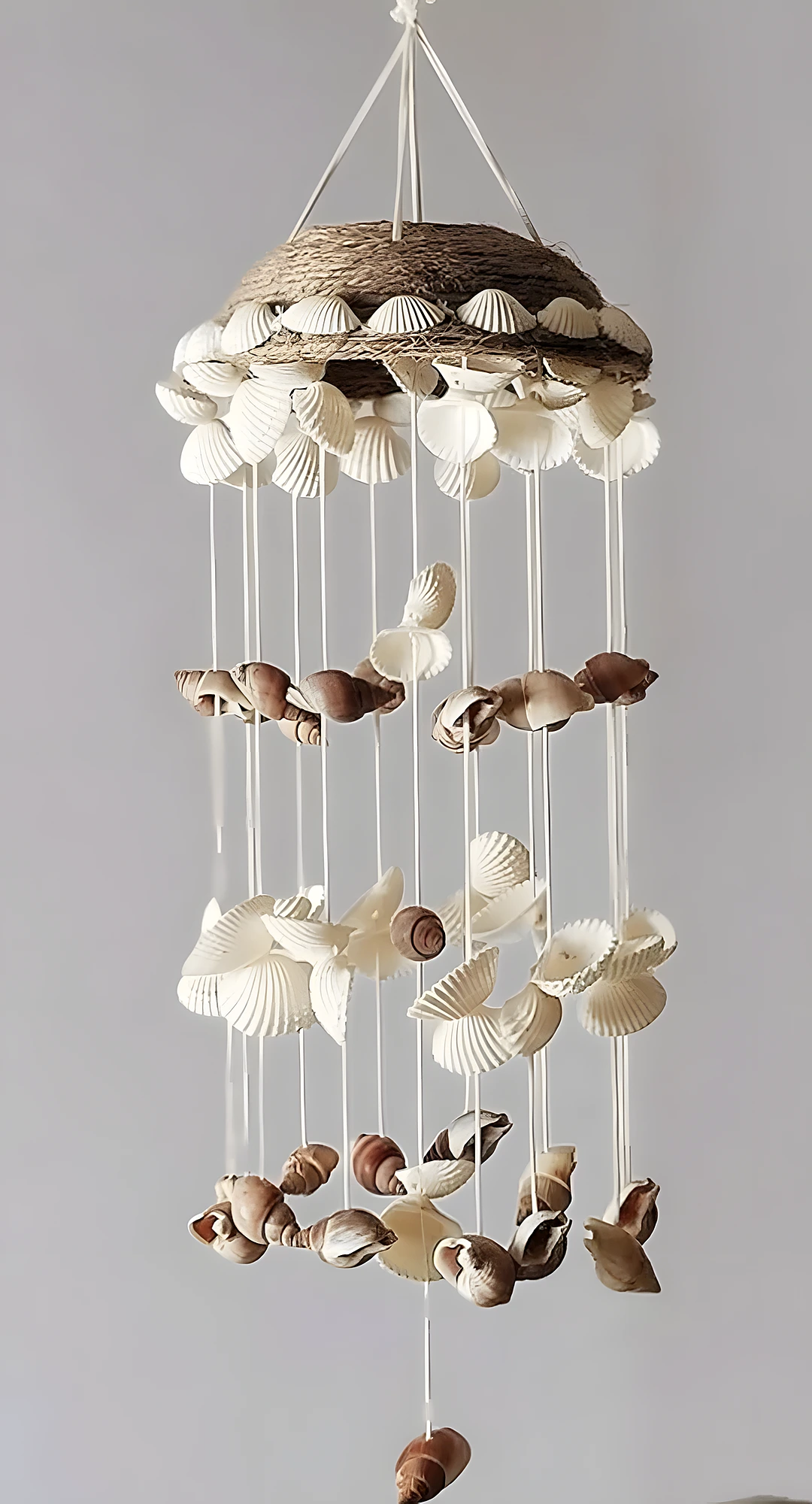 Shell-Layered Wind Chime with Soft Cream and Sand Tones