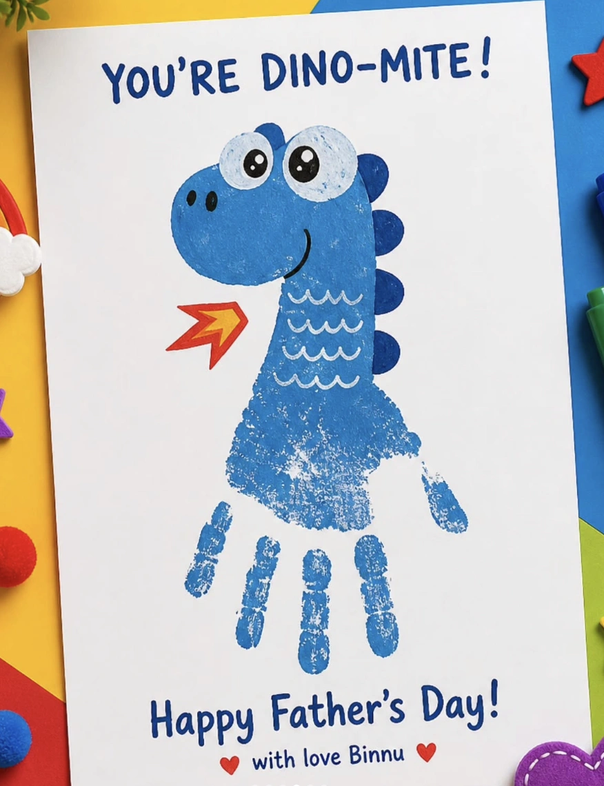 Child's Handprint Apple: "Happy Father's Day" Card