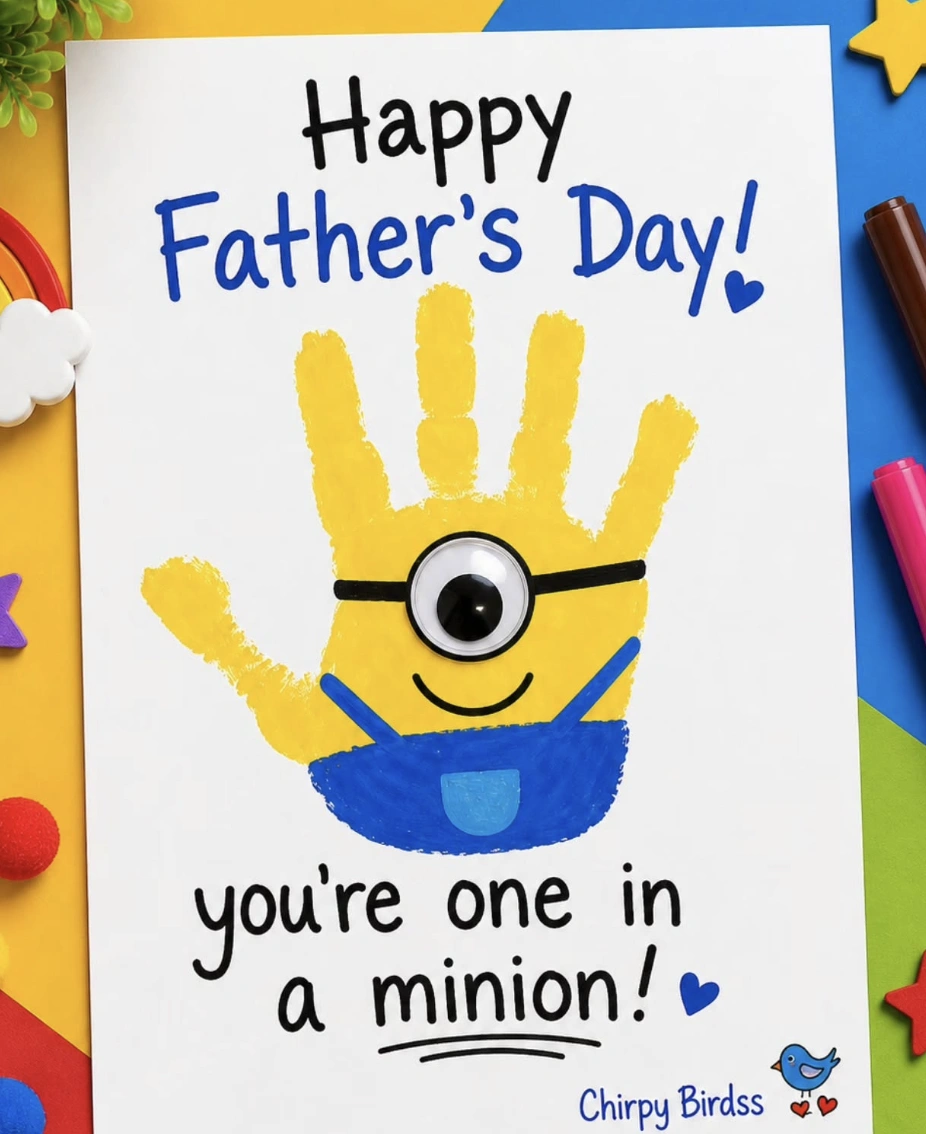 'One In A Minion': Handprint Father's Day Card