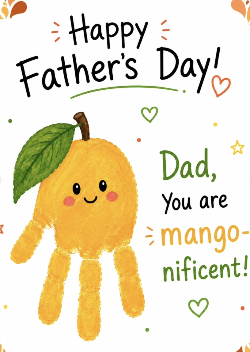 Handmade Footprint Bee on a Cream Colored "Happy Father's Day" Card