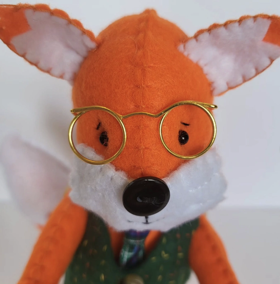 Dapper Fox Plushie: Felt Sewing Project with Tiny Glasses