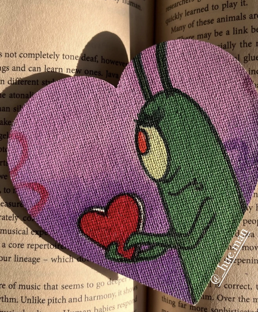 Hand-Painted Plankton Bookmark: The Quirky Valentine