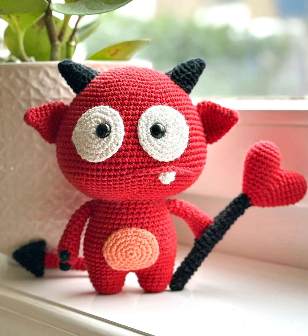 Crochet Valentine Bunny with Heart Details and Satin Bow