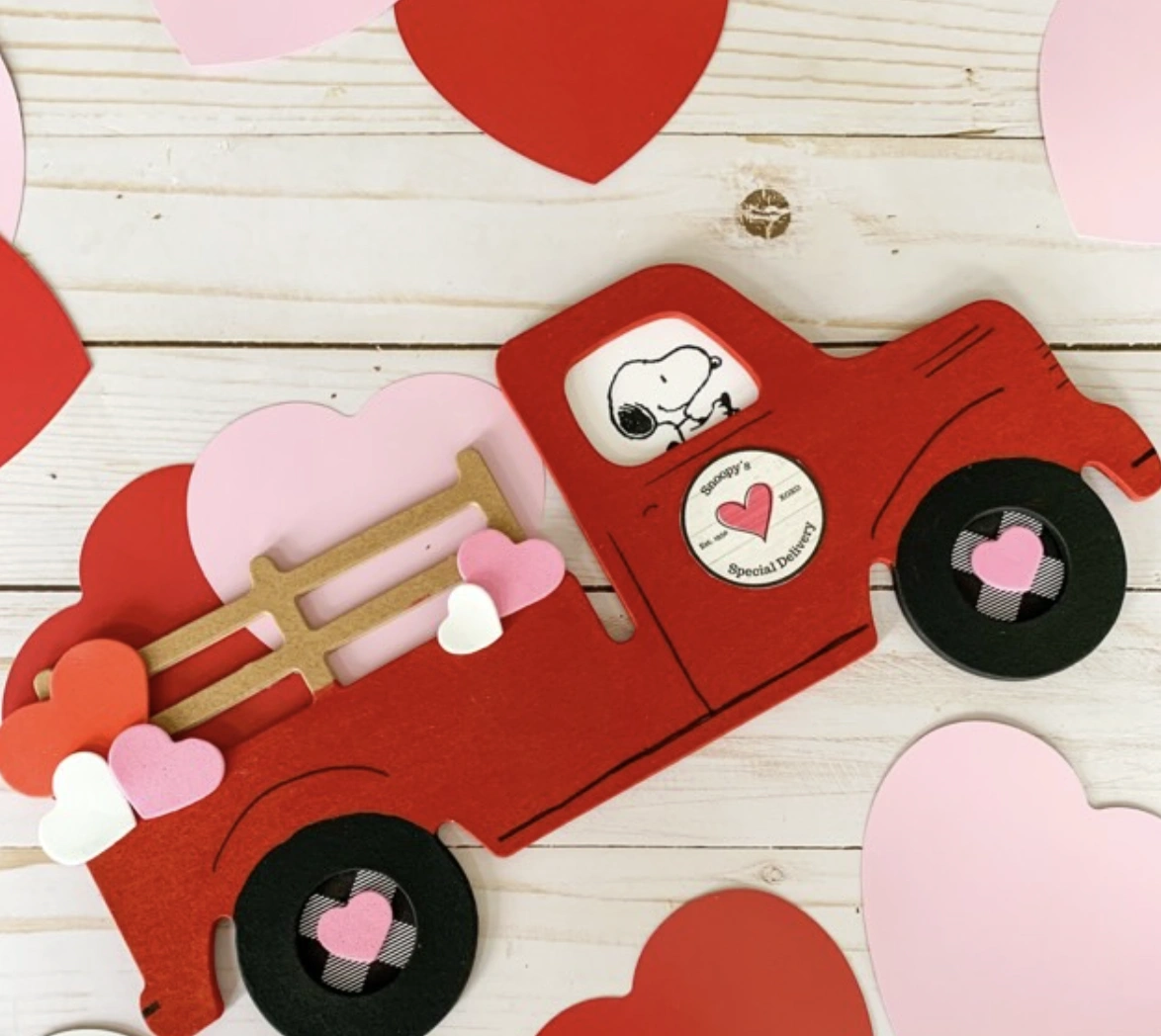 DIY Valentine's Day Truck Craft with Snoopy and Hearts