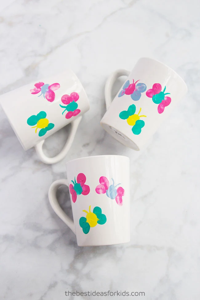 Fingerprint Butterfly Mug Painting