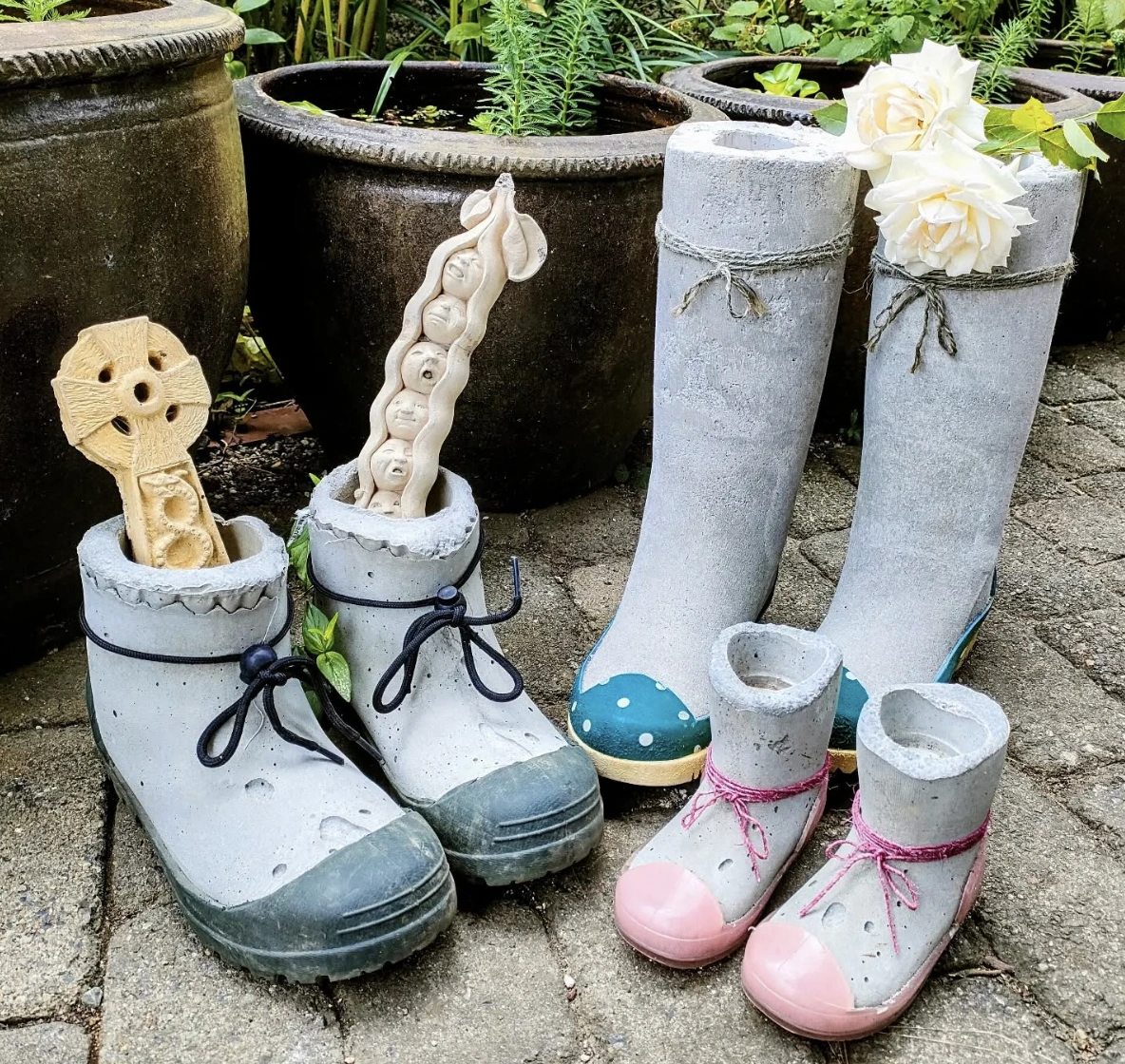 Rustic Concrete Planter with Distressed Finish