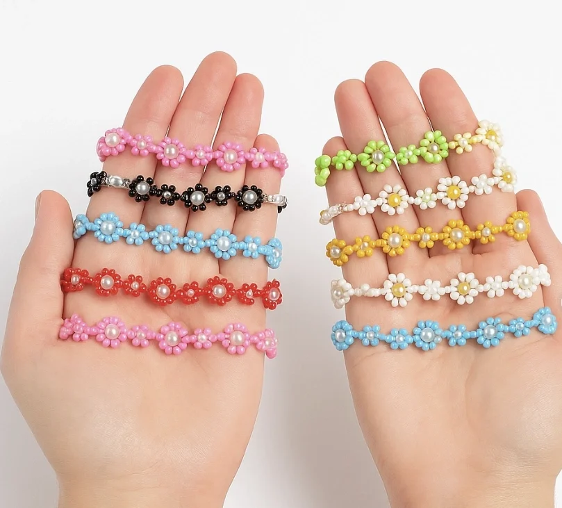 Beaded Daisy Chain Friendship Bracelets in Playful Colors