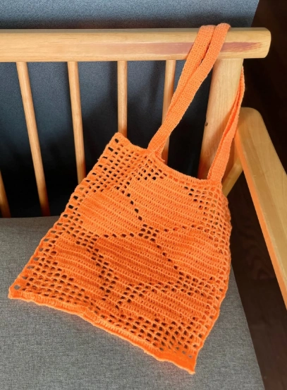 Open-weave Tangerine Crochet Shoulder Bags