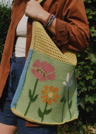 Granny Square Crochet Mini Bag with Tassel Detail