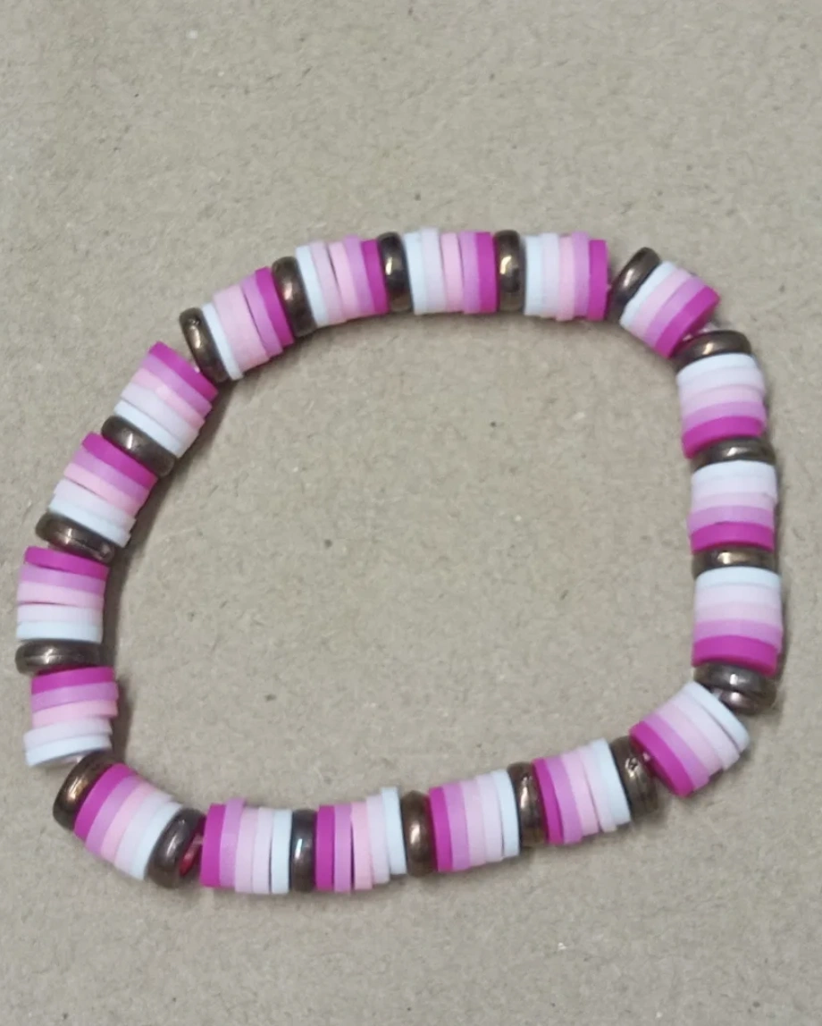 Stacked Halloween Clay Bead Bracelets with Pumpkin Charm