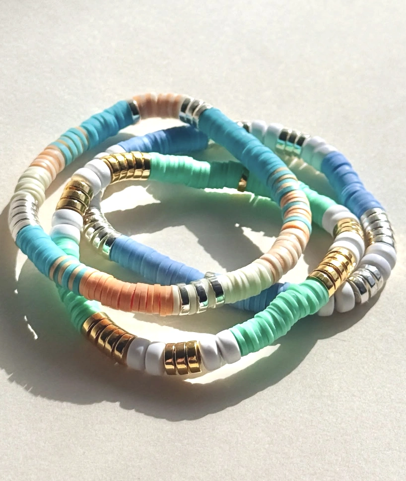 Watermelon Slice Clay Bead Bracelet