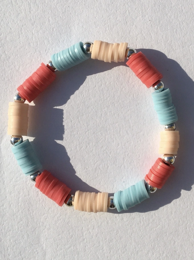 Lilac Clay Bead Bracelet Stack with Starfish Charm