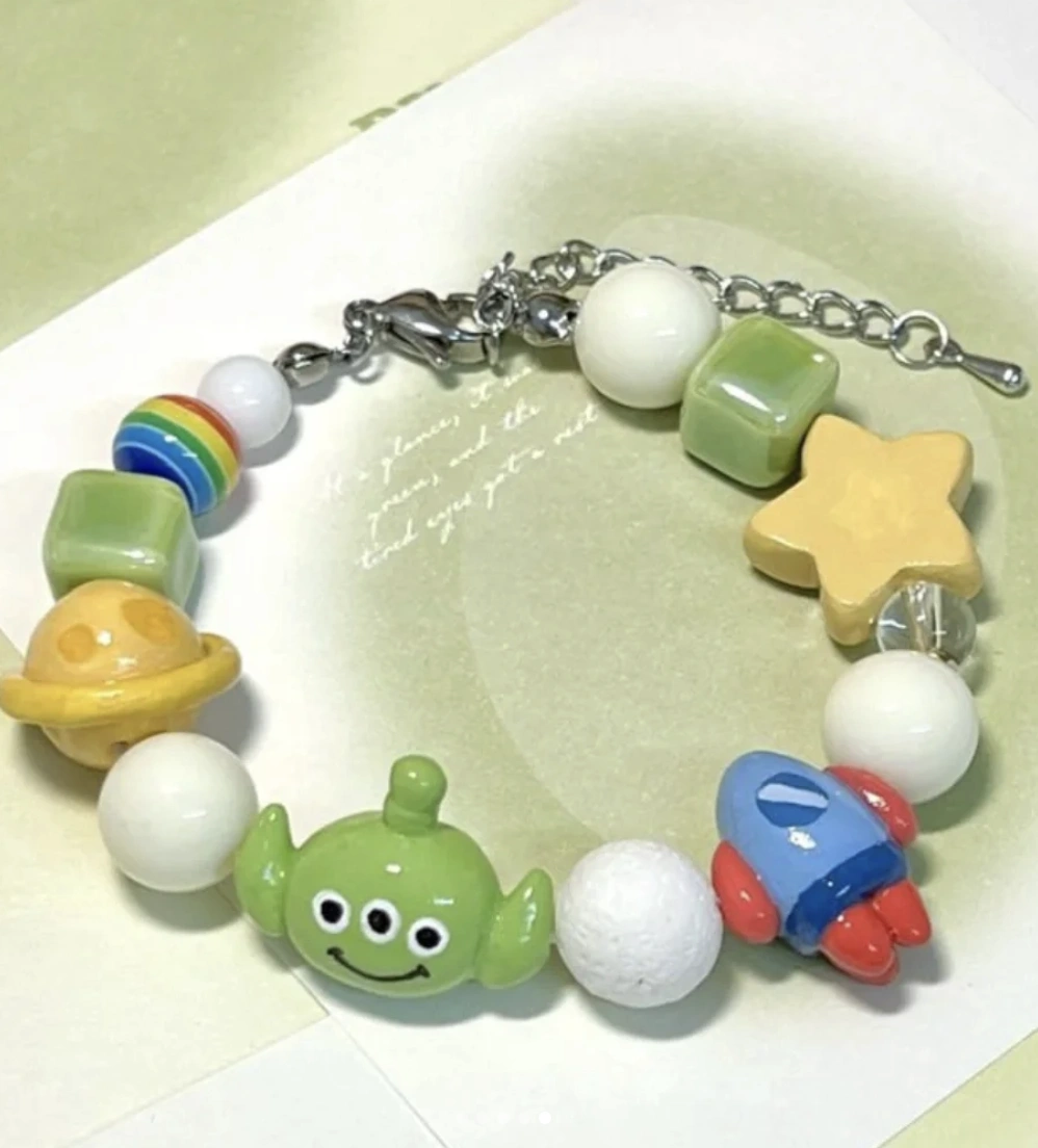 Eclectic Blue Clay Bead Bracelet with Face Charm